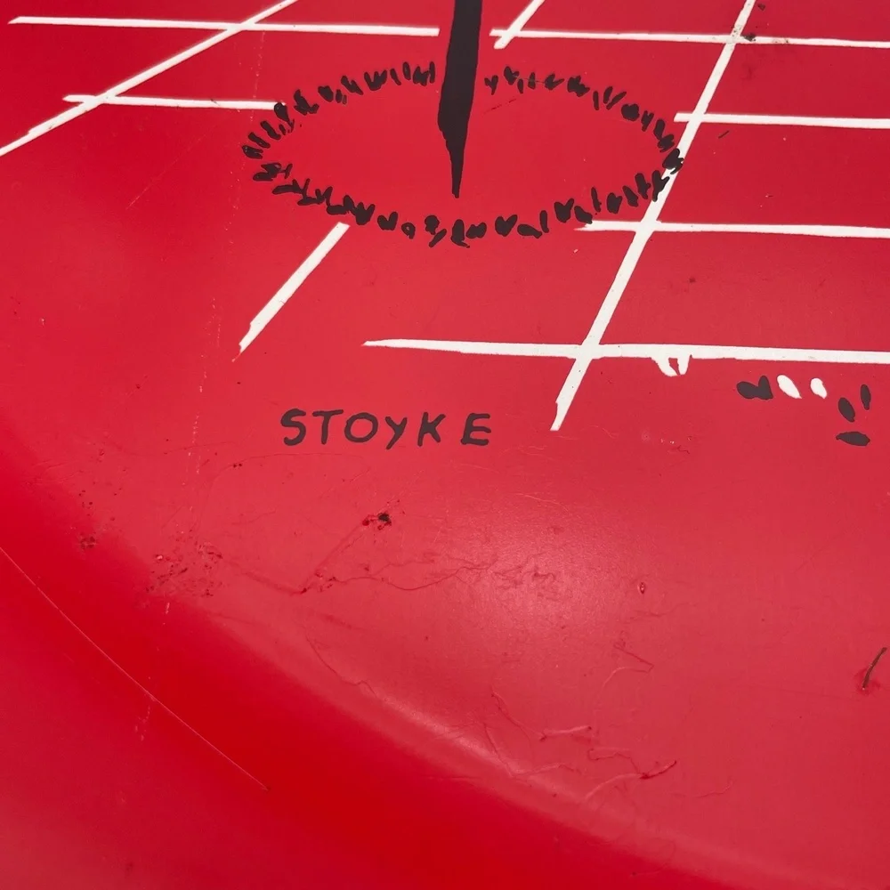 Stoyke BBQ Chef Red Round Metal Chef Pizza Pan Grill Vintage MCM‎ 1950s Tray